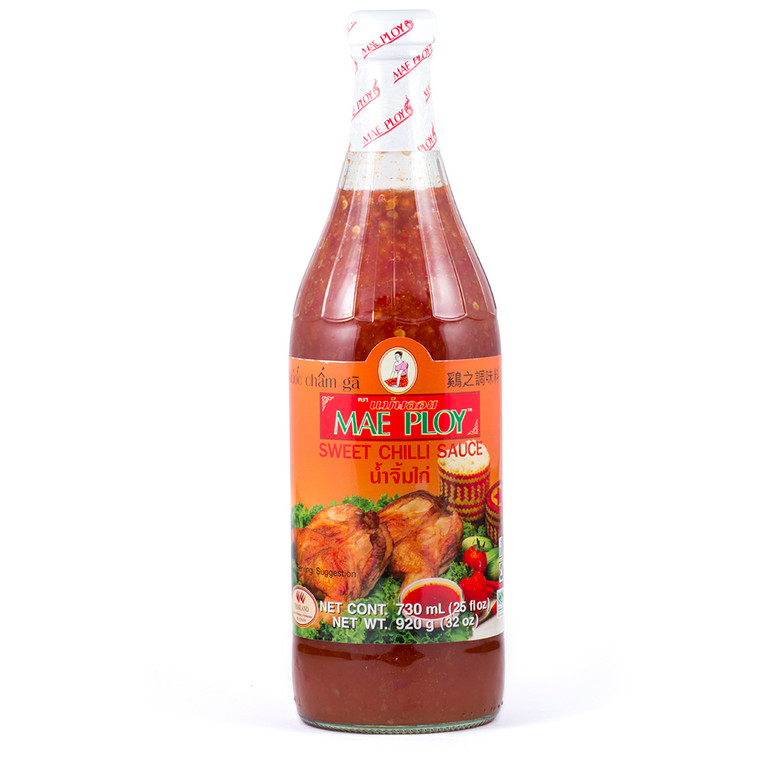 Shop Mae Ploy Sweet Chilli Sauce 730ml, authentic Thai sweet and spicy sauce for dipping, stir-fries, marinades, and glazes. Perfect for home cooks and catering kitchens.