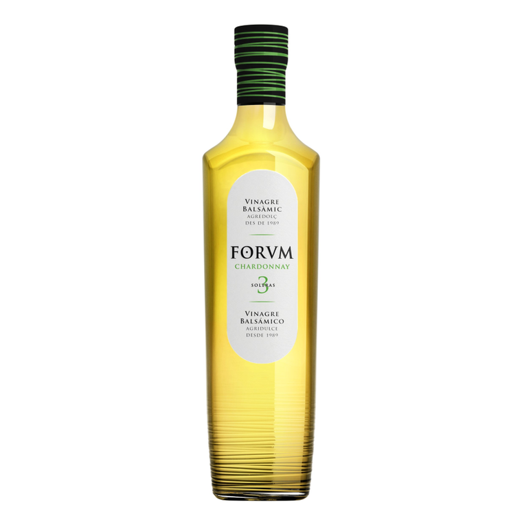 Forvm Chardonnay Vinegar 50cl. Premium Spanish vinegar aged 3 years using the soleras method. Smooth, fruity, and versatile for dressings, marinades, and sauces.
