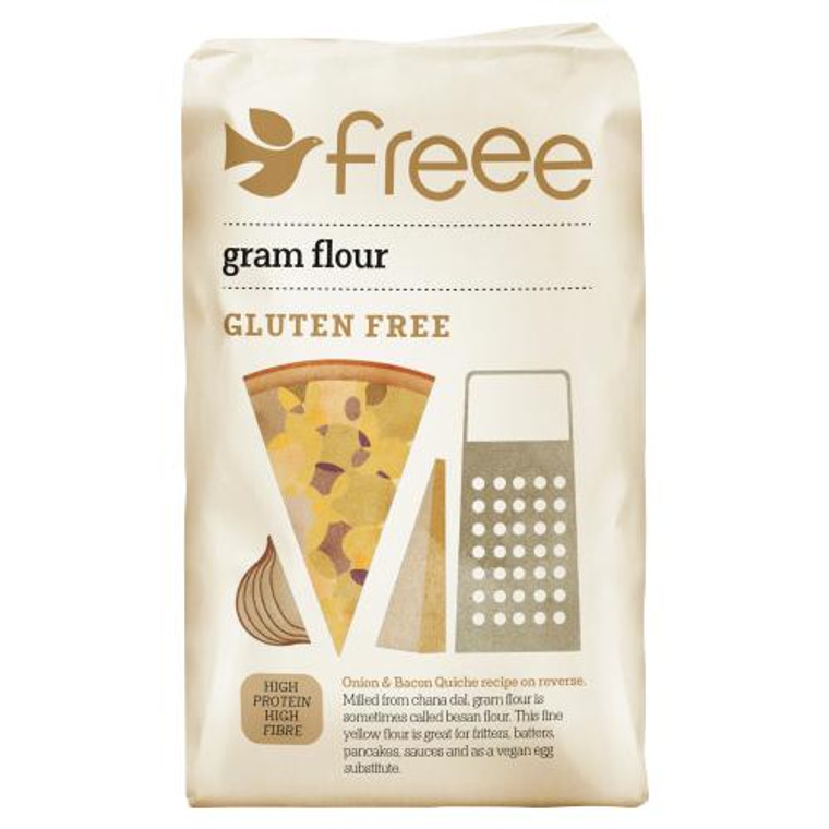 Doves Farm Gluten Free Gram Flour 1kg. Nutty chickpea flour ideal for pakoras, bhajis, flatbreads, falafel, curries and gluten free baking. Doves Farm Gluten Free Gram Flour 1kg. Nutty chickpea flour ideal for pakoras, bhajis, flatbreads, falafel, curries and gluten free baking.