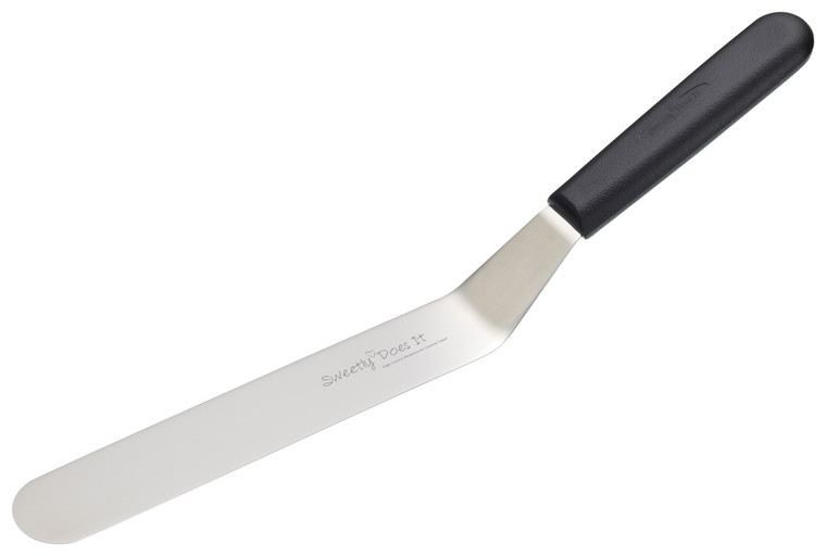 Sweetly Does It Cranked Palette Knife 25cm with stainless steel blade and ergonomic handle, ideal for cake decorating, baking and food presentation.