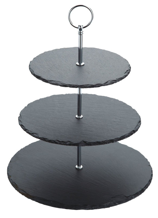 Artesa Appetiser Slate 3 Tier Serving Stand. Elegant three-tier slate stand for appetisers, desserts, canapés, or cheeses. Perfect for entertaining and events.