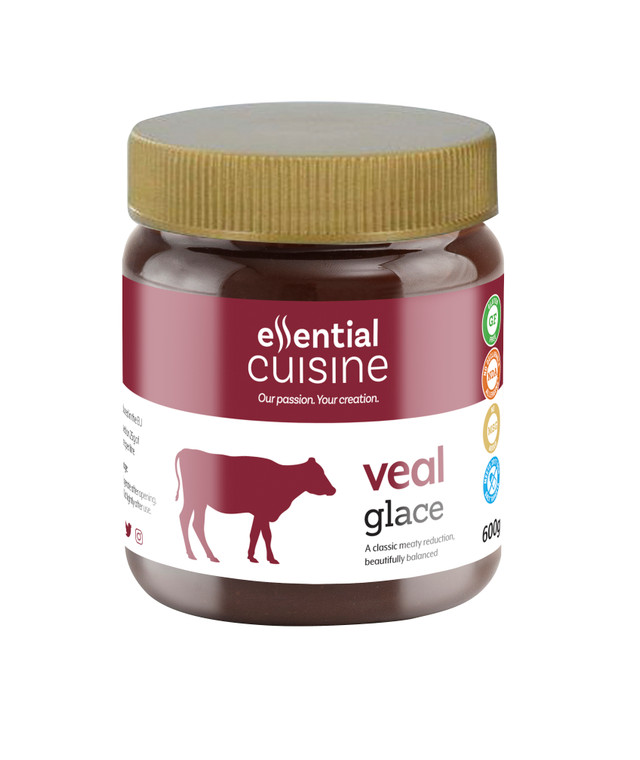 Essential Cuisine Veal Glace 600g. A concentrated veal reduction for sauces, gravies, meatballs and classic veal dishes. Professional-quality flavour made easy. Essential Cuisine Veal Glace 600g. A concentrated veal reduction for sauces, gravies, meatballs and classic veal dishes. Professional-quality flavour made easy.