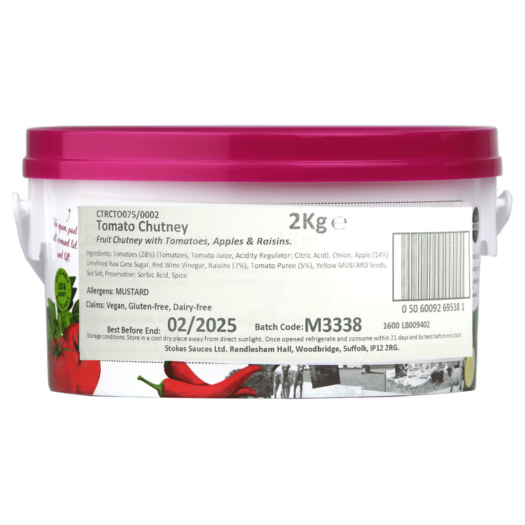 Stokes Tomato Chutney 2kg made with tomatoes, apples and raisins. A rich, chunky condiment perfect for sandwiches, cheese, curries and roasts. Stokes Tomato Chutney 2kg made with tomatoes, apples and raisins. A rich, chunky condiment perfect for sandwiches, cheese, curries and roasts.