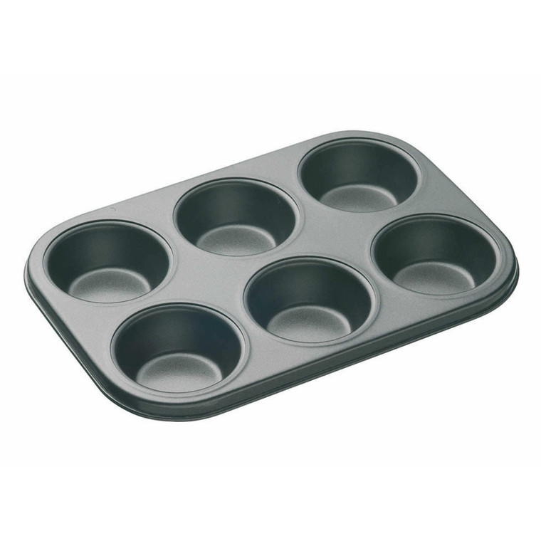 MasterClass Non-Stick 6 Hole Deep Baking Pan made from heavy-duty carbon steel. Perfect for muffins, Yorkshire puddings, cupcakes and more.