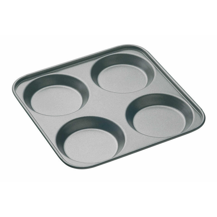 Bake perfectly risen Yorkshires with the MasterClass Non-Stick 4 Hole Yorkshire Pudding Pan. Durable, easy to clean and designed for consistent results.