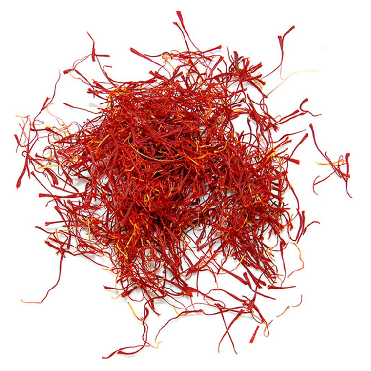 Loose red Spanish saffron threads used for adding colour and flavour to dishes like paella risotto and Persian rice