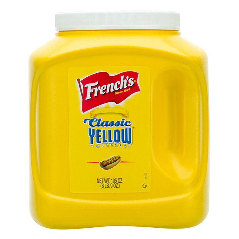 French’s Classic Yellow Mustard 2.98kg. Tangy American mustard in a catering tub, perfect for burgers, hot dogs, sandwiches, sauces and marinades.