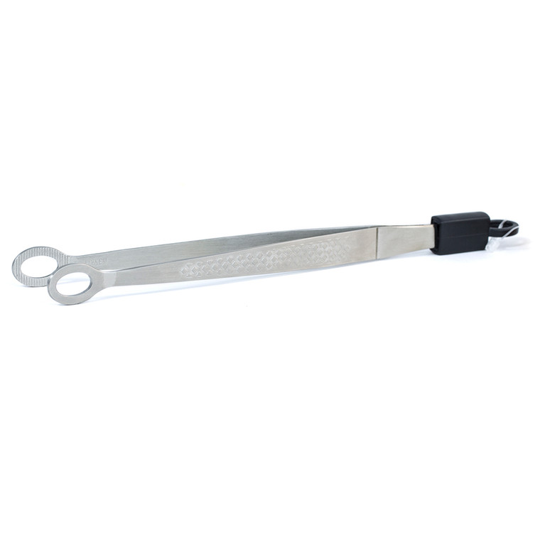 Mercer Culinary Precision Plus Flat Oval End Tong 15.6cm. Stainless steel plating tongs with flat oval ends for precise control in professional food presentation.