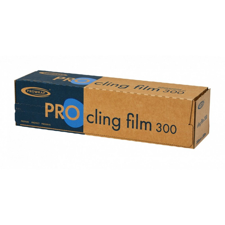 Prowrap Professional Cling Film 300mm x 300m. Catering-quality food wrap with excellent stretch and cling. Keeps food fresh and ideal for busy kitchens.