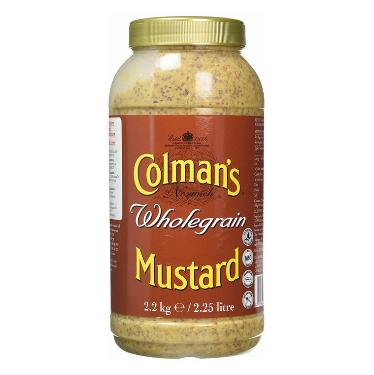 Colman’s Wholegrain Mustard 2.25L offers bold flavour and crunchy texture. Ideal for sauces, marinades, sandwiches, and everyday use in a large-size container.
