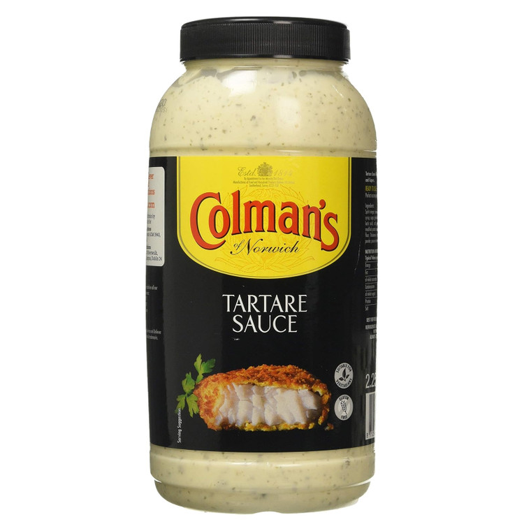 Colman’s Tartare Sauce 2.25L. Creamy and tangy with gherkins, capers and parsley. The perfect condiment for fish, seafood and catering use. Colman’s Tartare Sauce 2.25L. Creamy and tangy with gherkins, capers and parsley. The perfect condiment for fish, seafood and catering use.