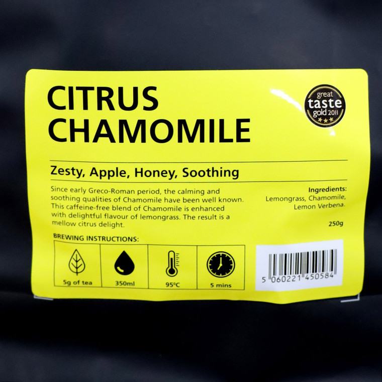 Novus Citrus Chamomile Tea x 50 sachets. A soothing, caffeine-free infusion of chamomile, lemongrass, lemon verbena and floral botanicals.