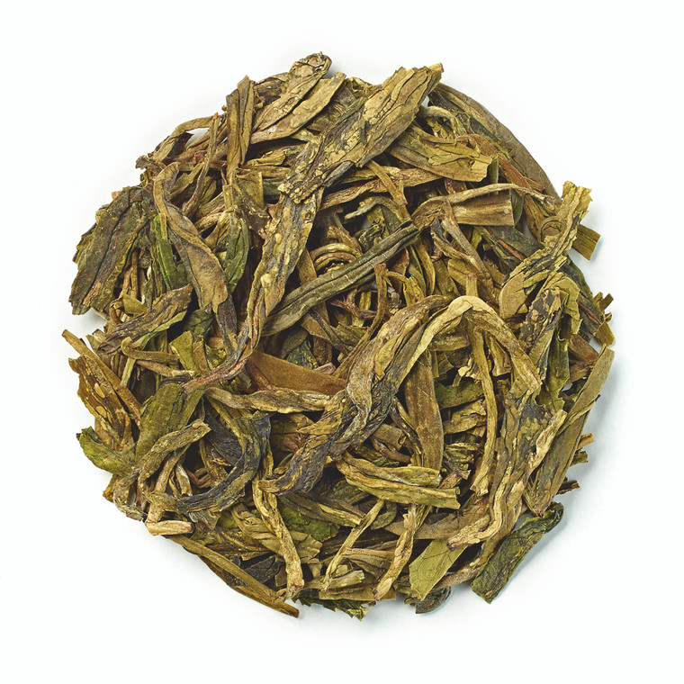 Novus Dragonwell Green Loose Tea 250g. Authentic Chinese Longjing with smooth, mellow flavour and chestnut notes. Premium loose-leaf green tea.
