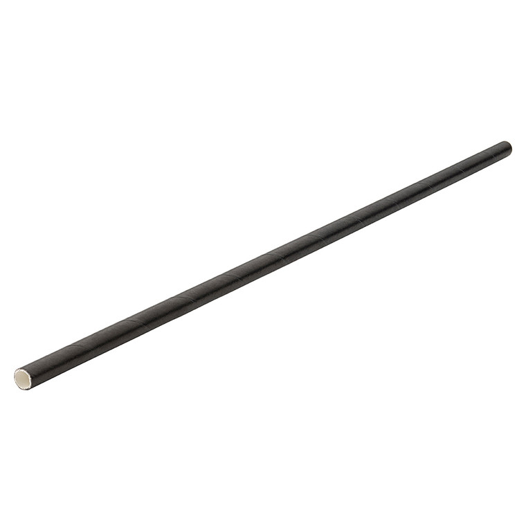 Durable, biodegradable Black Paper Straws 26cm (Pack of 250) for cocktails, long drinks, and iced beverages. Stylish, strong, and sustainable.