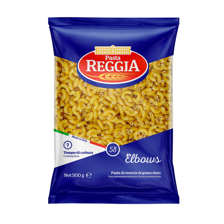 Reggia Macaroni Elbows 500g is Italian dried pasta perfect for mac and cheese, pasta bakes, one pot dinners, and easy pasta salads.