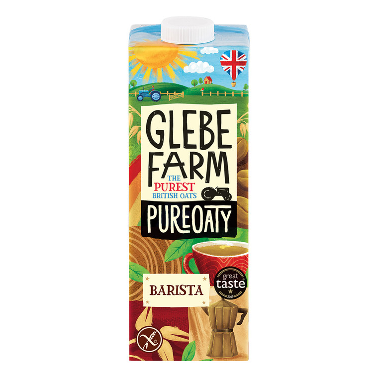 Glebe Farm Pureoaty Barista Oat Drink 1L is a British made oat drink designed for smooth foaming in coffee and versatile everyday cooking.