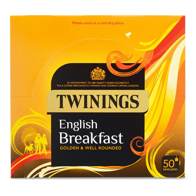 Twinings English Breakfast Tea Envelopes x 50 offer a full bodied black tea with individually wrapped bags, ideal for everyday brewing.