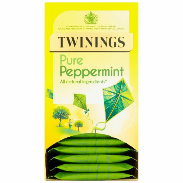 Twinings Pure Peppermint Tea Envelopes x 20 offer a crisp, caffeine free herbal tea with refreshing mint flavour in wrapped bags.