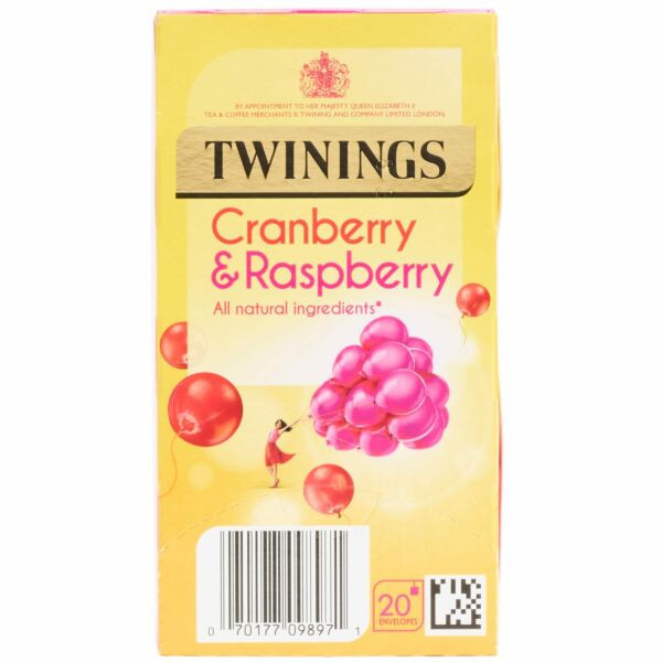 Twinings Cranberry and Raspberry Tea Envelopes x 20 offer a refreshing caffeine free herbal tea with crisp berry flavours in wrapped bags.