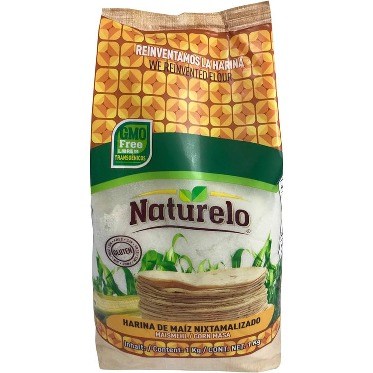 Naturelo Masa Harina 1kg is a finely ground corn flour ideal for tortillas, tamales and everyday Mexican cooking at home.