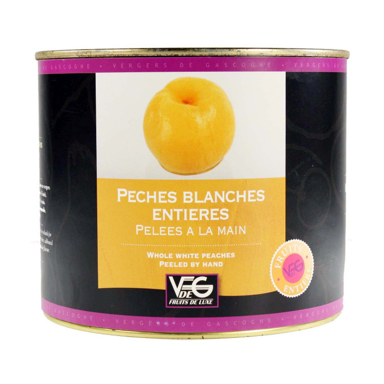 Whole White Peaches in Syrup 2.1kg. Juicy tender peaches in sweet syrup, ideal for desserts, tarts, trifles and coolers.