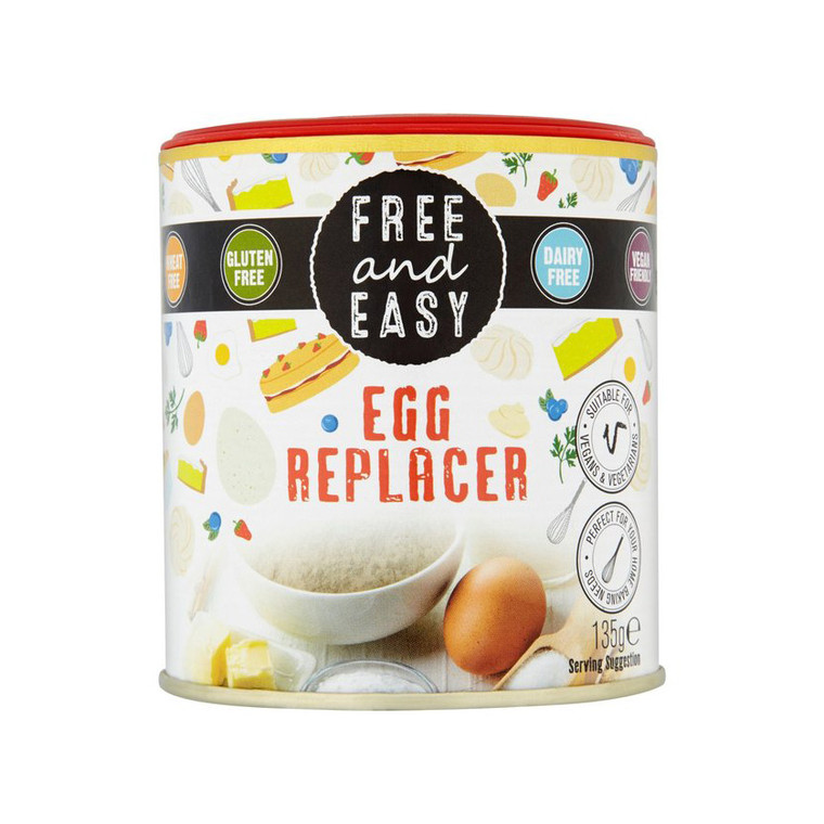 Free and Easy Egg Replacer 135g. Convenient egg substitute powder for baking cakes, cookies, muffins and egg free recipes.