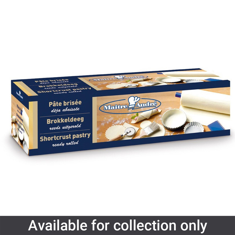 Maître André Shortcrust Pastry Roll 4.2kg. Ready-to-use pastry sheet ideal for pies, quiches, fruit tarts and savoury baking.