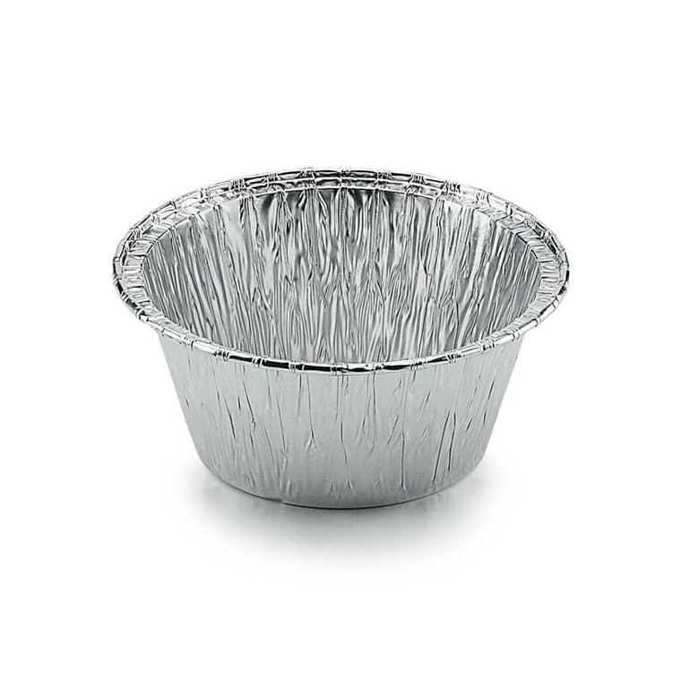 3” Foil Pudding Basins 85pcs, aluminium basins for baking and steaming individual puddings, ideal for desserts and portioned recipes.