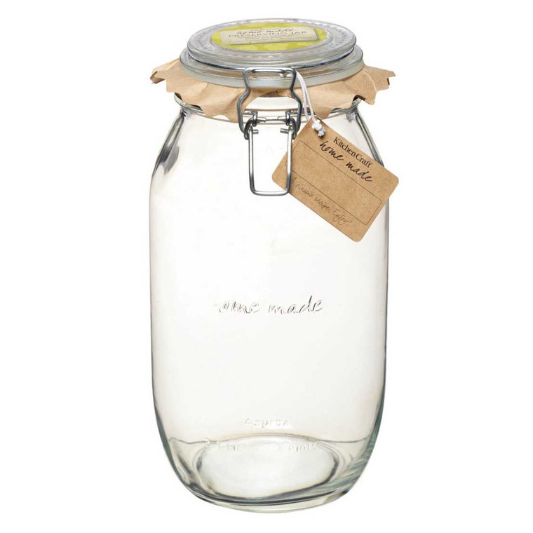 Home Made Glass 2.1L Preserving Jar with airtight clip-top lid. Ideal for jams, pickles, fermentation, and stylish food storage.