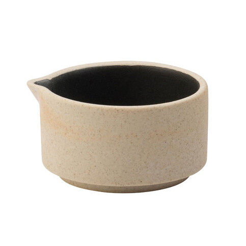 Omega Stacking Sauce Pot 3oz from the Utopia Omega Collection. Black vitrified porcelain with dramatic dark interior, ideal for sauces and dips.
