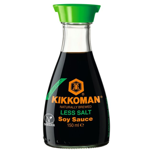 Kikkoman Less Salt Soy Sauce 150ml with 43% less salt. Naturally brewed Japanese soy sauce for marinades, stir-fries, dipping sauces and everyday cooking.