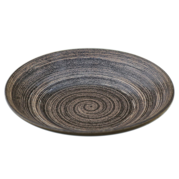 Buy the Black Shifuku Plate 22.5cm. A durable black stoneware plate with a textured spiral finish, ideal for starters, mains, desserts and contemporary food presentation.