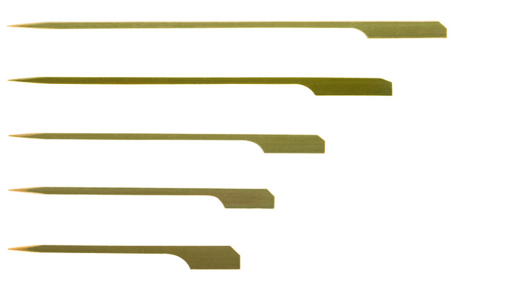 Buy Teppo Gushi Paddle Skewers 150mm x 250. Natural bamboo paddle skewers for yakitori, kebabs, canapés, desserts and buffet food with a sturdy, splinter-free design.