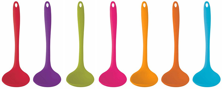 Serve soups, sauces and gravy with the Colourworks Silicone Mini Pink Ladle. A 21cm silicone ladle that's gentle on non-stick cookware.