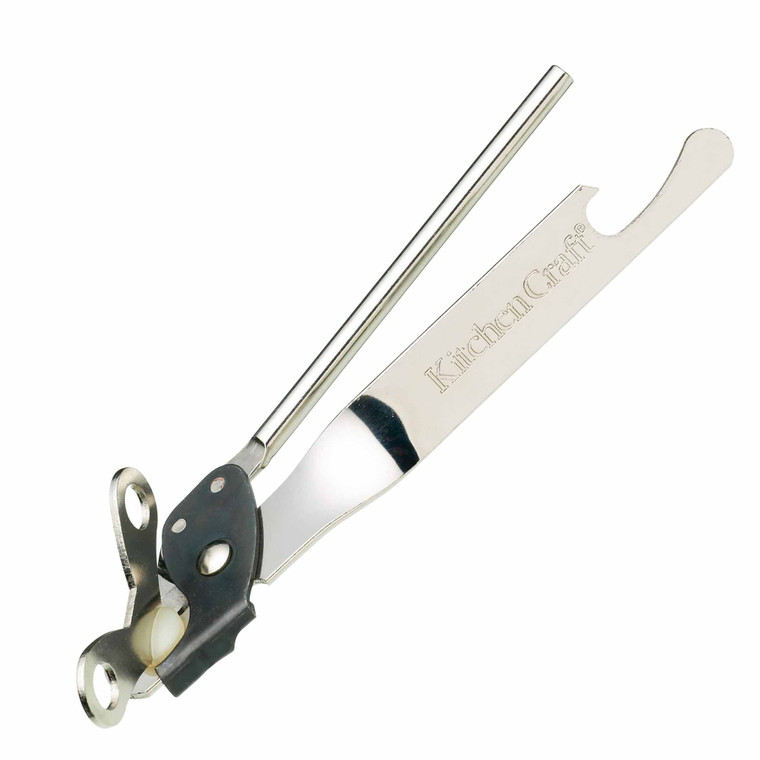 Open tins with ease using the KitchenCraft Butterfly Wing Style Can Opener. Durable stainless steel construction with a classic manual butterfly design.