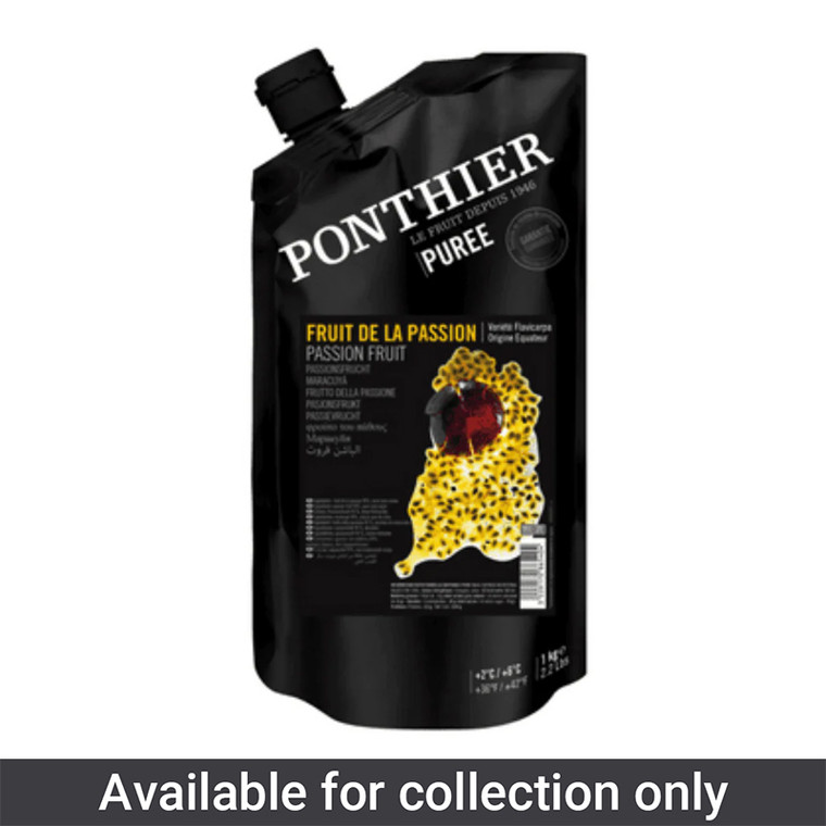 Ponthier Chilled Passion Fruit Purée 1kg delivers vibrant tropical flavour for desserts, cocktails, baking, sorbets, coulis and professional pâtisserie.
