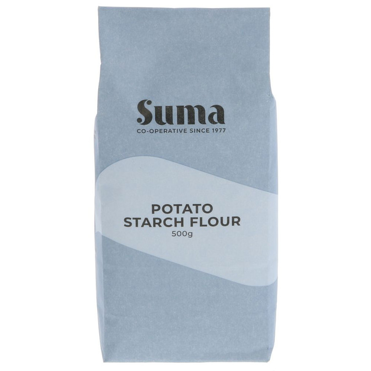 Suma Potato Starch 500g is a fine, neutral starch for thickening sauces, crispy coatings, baking, fried chicken, roast potatoes and everyday cooking.