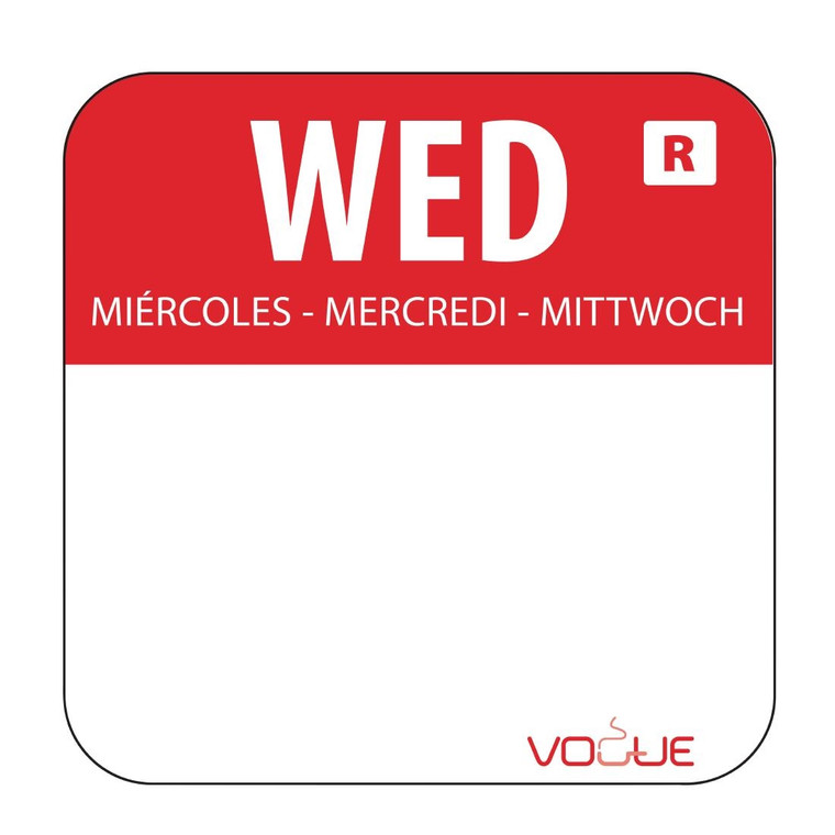 Hygiplas Dissolvable Food Rotation Labels Wednesday x 1000 offer clear day coding for food containers and dissolve during washing for easier reuse.