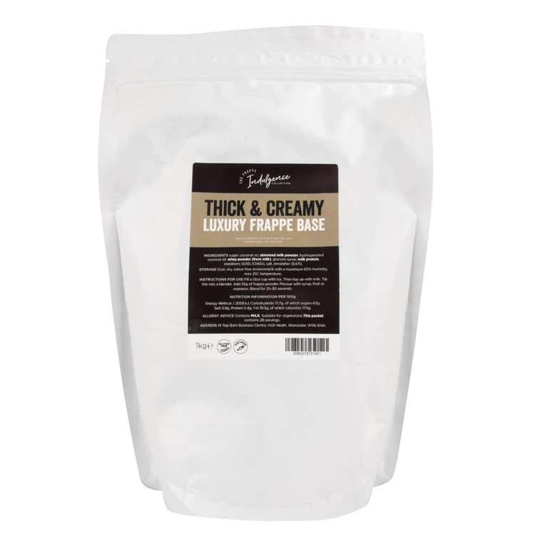 Indulgence Collection Thick & Creamy Luxury Frappe Base 1kg creates smooth, thick frappes and blended drinks ready to customise with coffee or syrups.