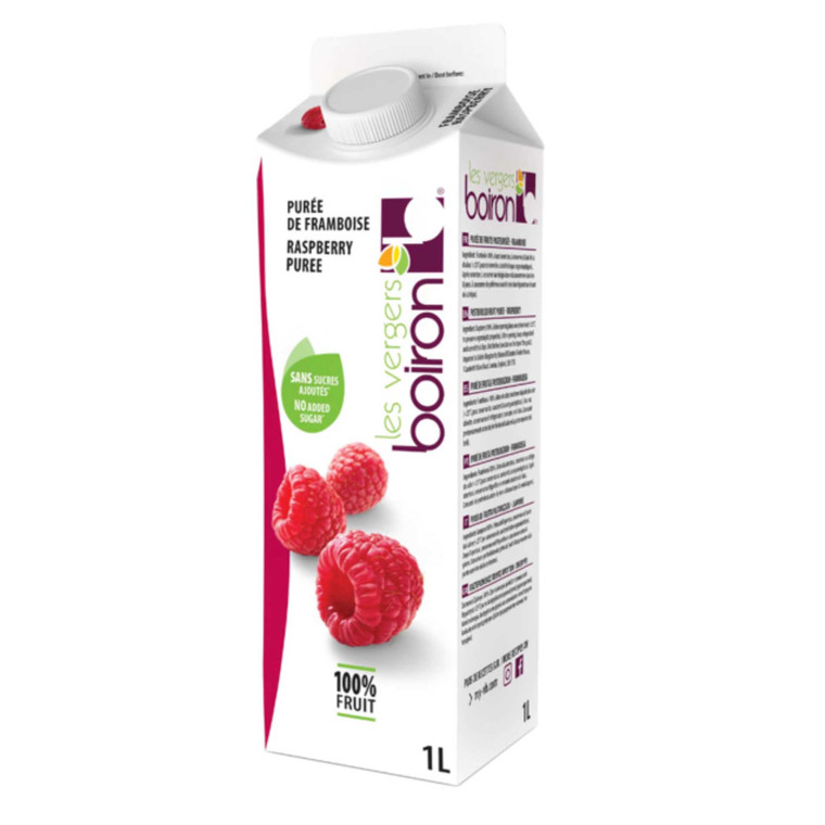 Boiron Ambient Raspberry Puree 1kg delivers vibrant raspberry flavour and a smooth texture for desserts, coulis, pastry, cocktails and drinks.