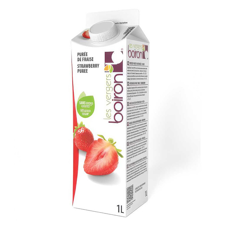 Boiron Ambient Strawberry Puree 1kg brings smooth, fruity strawberry flavour to desserts, coulis, cakes, cocktails, smoothies and frozen drinks.