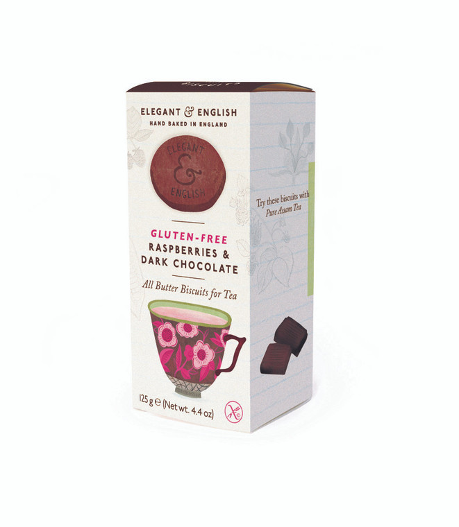 Elegant & English GF Raspberries & Dark Chocolate Biscuits 6 Pack