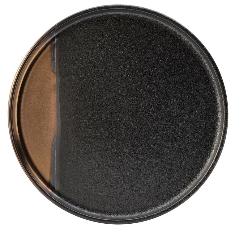 Hedonism Plate 10" x 6 in black and gold terracotta. A striking Utopia dinner plate for contemporary dining and restaurant-style food presentation.