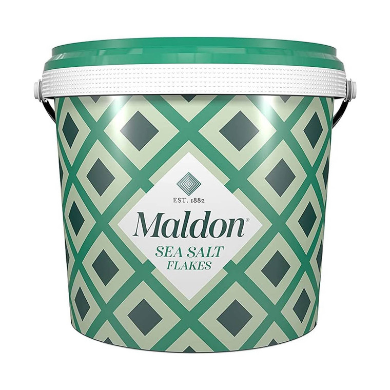 Maldon Sea Salt 1.4kg features hand-harvested pyramid flakes with a clean flavour and delicate crunch for cooking, finishing, baking and brining.