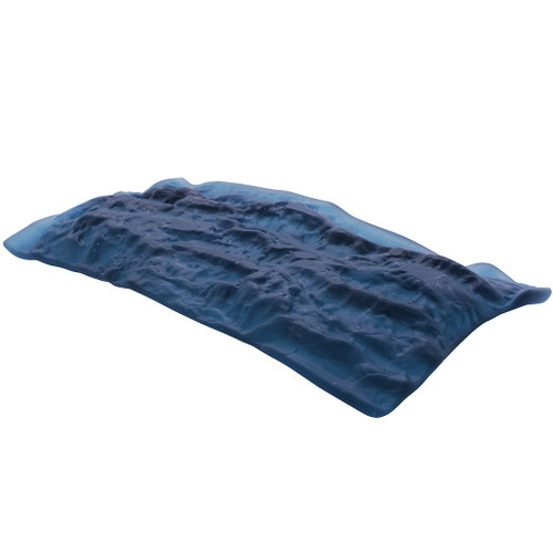 Pordamsa Mar Blue Matte Glass Tray 28cm with an organic shape and contemporary finish, ideal for seafood, desserts, sharing dishes and creative plating.