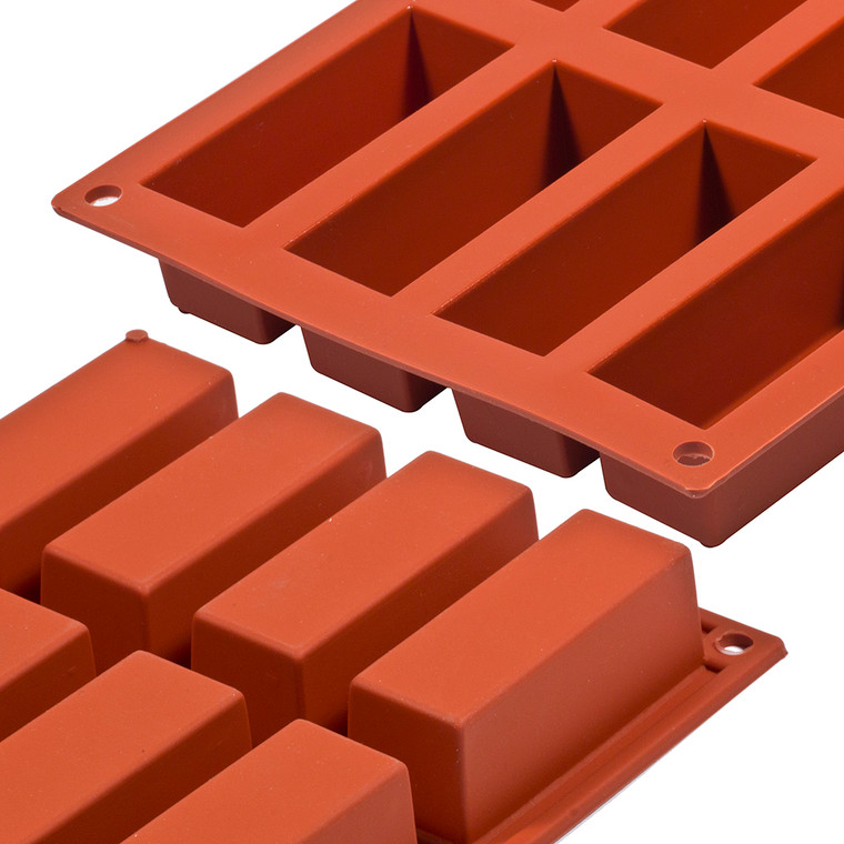 Silikomart Mini Loaf Cake Silicone Mould with 12 cavities. Ideal for baking and freezing individual loaf cakes and desserts.