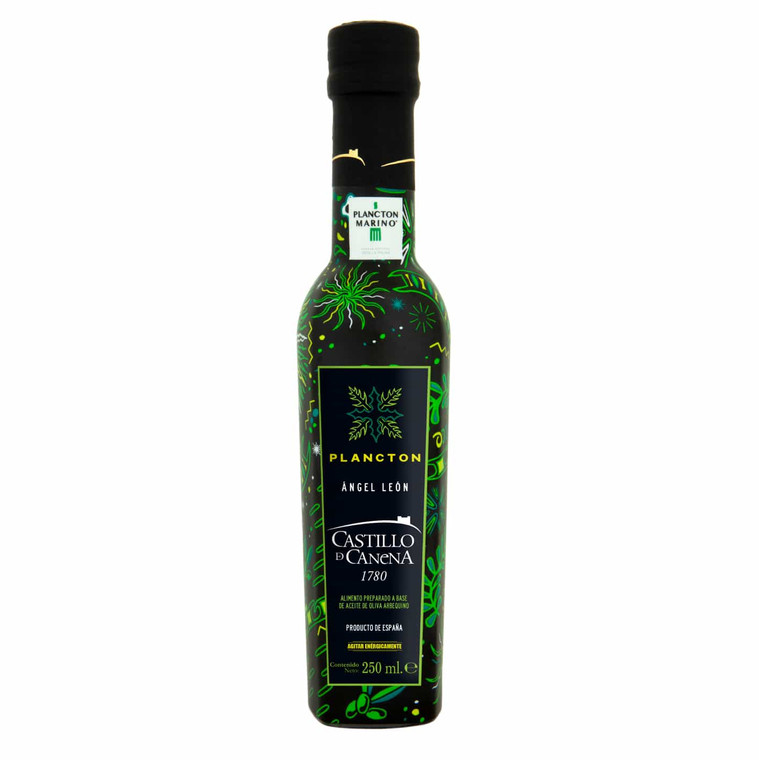 Castillo De Canena Extra Virgin Olive Oil with Marine Plankton 250ml. A unique fusion of olive fruitiness and sea flavour, perfect for seafood and salads.