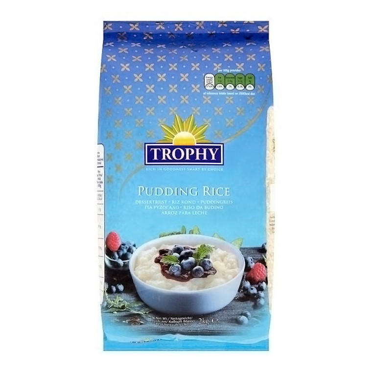 Trophy Pudding Rice 2kg is a short grain rice ideal for creamy rice pudding, baked desserts and easy milk based recipes.