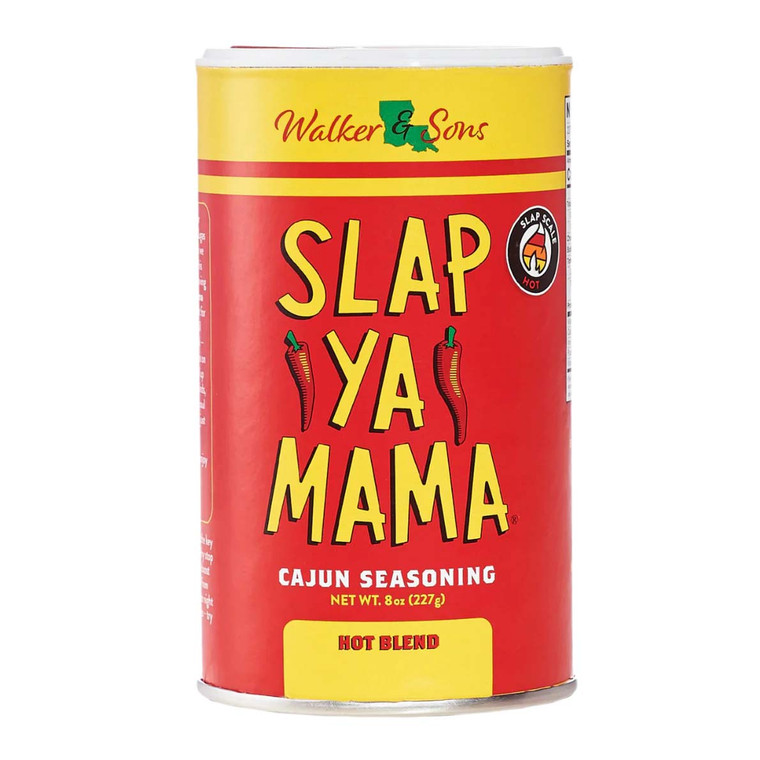 Slap Ya Mama Hot Cajun Seasoning 226g is a bold Louisiana spice blend with red and black pepper, perfect for adding fiery heat to meat, seafood and vegetables.