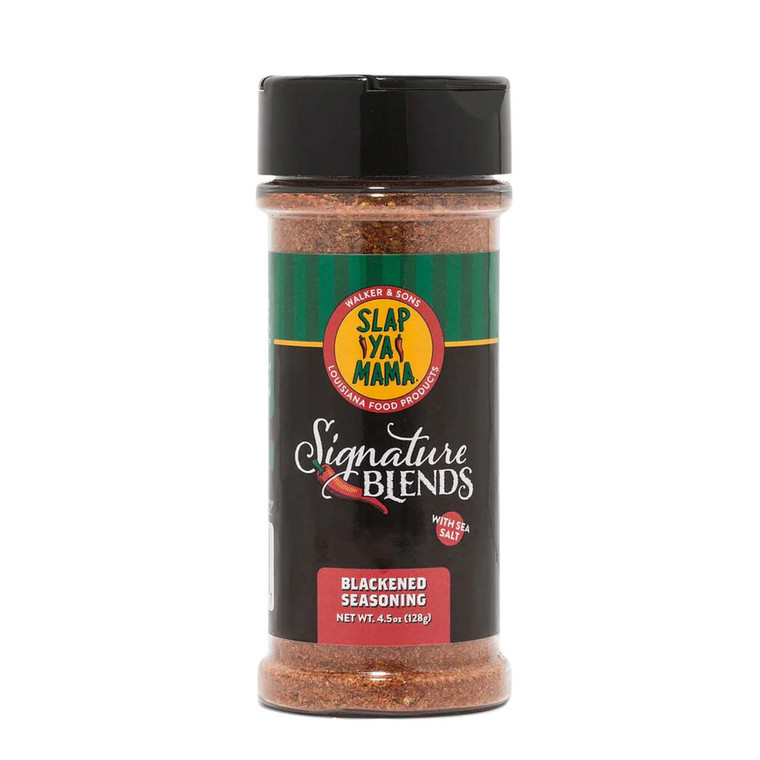 Slap Ya Mama Blackened Seasoning 141g is a smoky Southern spice blend with paprika, herbs and peppers, ideal for blackened fish, chicken and meat.